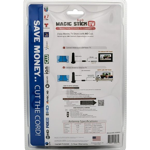 Magic Stick TV MS-60MAX Signal Booster Antenna for Digital HDTV W/Magnetic Base - Picture 3 of 5
